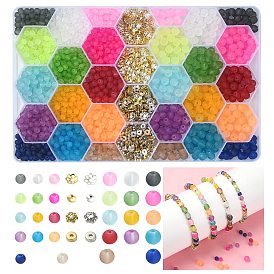 DIY Pendant Decoration Making Finding Kit, Including Glass Round Beads, Iron & Brass & Alloy Bead Caps, CCB Plastic Spacer Beads