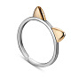 SHEGRACE Lovely 925 Sterling Silver Cuff Rings, Open Rings, with Real 24K Gold Plated Cat Ear, 18mm