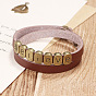 Two Loops Genuine Cowhide Leather Warp Bracelets, with Antique Bronze Tone Alloy Findings, Word Believe