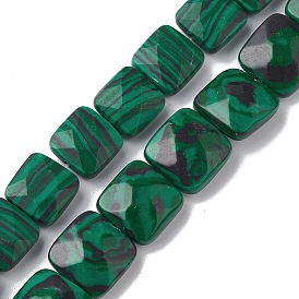 Synthetic Malachite Beads Strands, Faceted Square