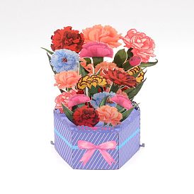 3D Pop Up Flower Bouquet Box Greeting Card, with Envelopes, for Mother’s Day Thanksgiving Festive Gift Supplies