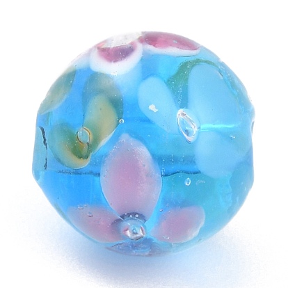 Perles rondes au chalumeau, motif de pétale de fleur de prunier, avec le trou
