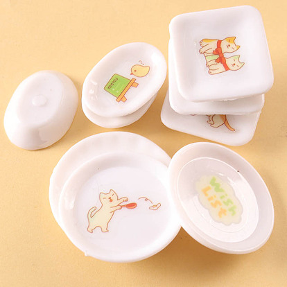 Ornements miniatures en plastique en forme de plat, accessoires de maison de poupée micro paysage, faire semblant de décorations d'accessoires