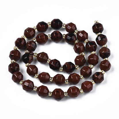 Jaspe normal brins de perles, avec des perles de rocaille, tambour à barillet bicône à facettes