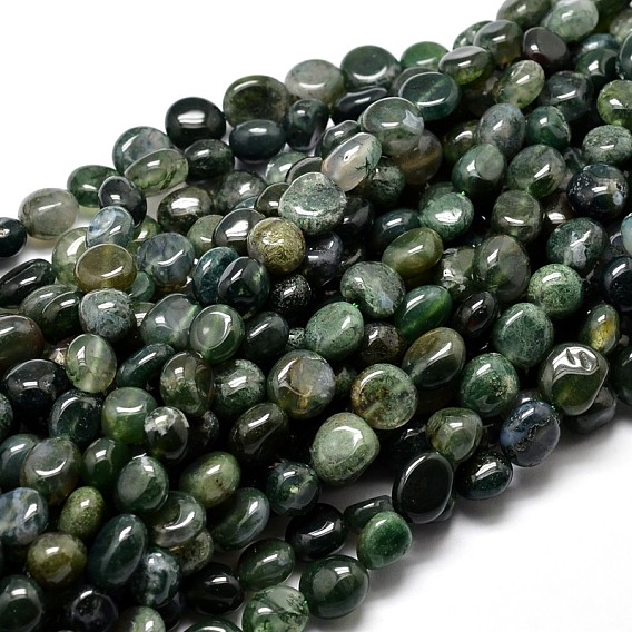 Pépites naturelles agate perles brins, pierre tombée, 4~8x6~9x5~7mm, Trou: 1mm, environ 15.3 pouces ~15.7 pouces