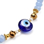 Colliers de perles de verre, avec le mal de perles au chalumeau des yeux, Perles en verre nacré, perles en laiton et fermoirs en alliage de zinc