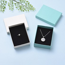 Cardboard Gift Box Jewelry  Boxes, for Necklace, Ring, with Black Sponge Inside, Rectangle