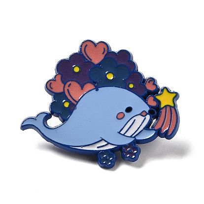 Blue Whale with Balloon/Heart/Cloud Enamel Pins, Alloy Brooch for Backpack Clothes