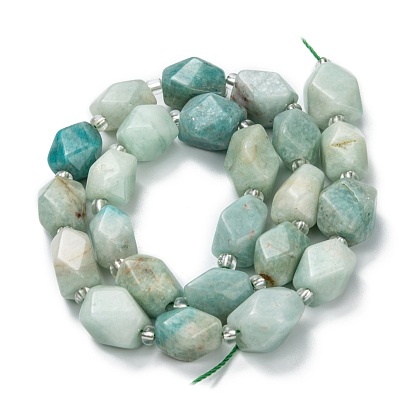 Natural Amazonite Beads Strands, with Seed Beads, Faceted, Polygon
