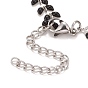 Enamel Wheat Link Chains Bracelet, 304 Stainless Steel Jewelry for Women, Stainless Steel Color