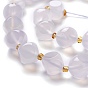 Natural White Chalcedony Beads Strand, White Agate, with Seed Beads, Six Sided Celestial Dice