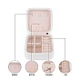 Square A Print PU Leather Jewelry Set Storage Zipper Box, for Necklace Ring Earring Storage