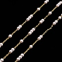 Chaînes perlées naturelles perlées, avec les accessoires en laiton, non soudée, avec bobine