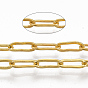 Brass Paperclip Chains, Flat Oval, Drawn Elongated Cable Chains, Soldered, with Spool, Cadmium Free & Lead Free