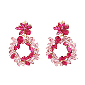 Chic Pink Floral Geometric Earrings for Trendy Street Style Girls