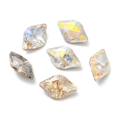 K5 botones de cristal con diamantes de imitación, espalda plateada, facetados, rombo
