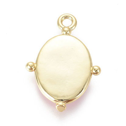Plaqué or pendentifs en laiton émail, pour le bricolage fabrication de bijoux, ovale avec vierge marie religion