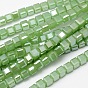 Cube à facettes plein arc-en-plaqué imitation jade electroplate verre perles brins