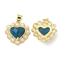 Pendentif coeur en pierres précieuses naturelles mélangées avec perle en plastique perlée, avec de véritables 14 k pièces en laiton plaqué or, charmes de coeur