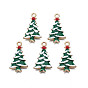 Rack Plating Alloy Enamel Pendants, Cadmium Free & Nickel Free & Lead Free, Light Gold, Christmas Tree