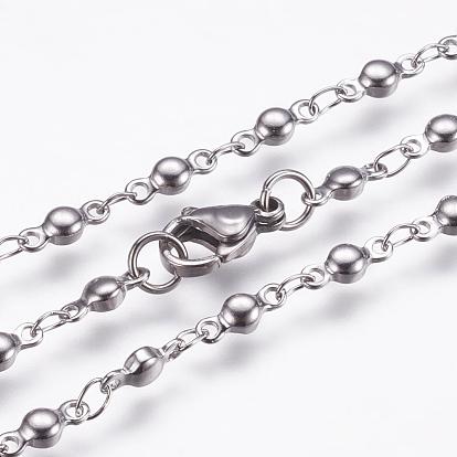 304 collares de cadena de acero inoxidable, con cierre de langosta, revestimiento de iones (ip), plano y redondo