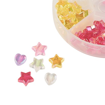 Eco-Friendly Transparent Acrylic Beads, Star and Heart