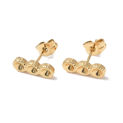 304 Stainless Steel Stud Earring Findings, with Rhinestone Settng and Ear Nuts, Flat Round