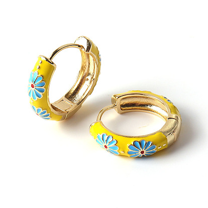Серьги-кольца с цветком ромашки, позолоченные латунные серьги на петлях для женщин