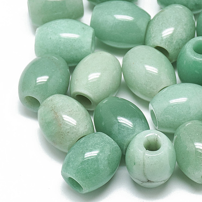 Perles naturelles en aventurine verte, Perles avec un grand trou   , baril
