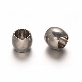 Barrel 201 Stainless Steel Beads, Large Hole Beads, 12x9mm, Hole: 7mm