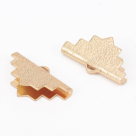 Brass Ribbon Crimp Ends, Long-Lasting Plated, Rough, Triangle
