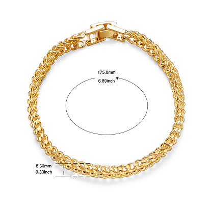 Bracelets de chaîne en laiton Shegrace, avec chaine et chaine, réel 18 k plaqué or