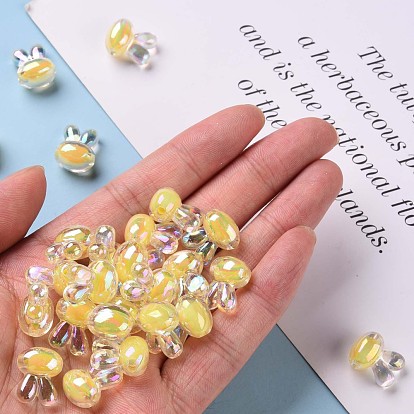 Perles acryliques transparentes, Perle en bourrelet, couleur ab , lapin