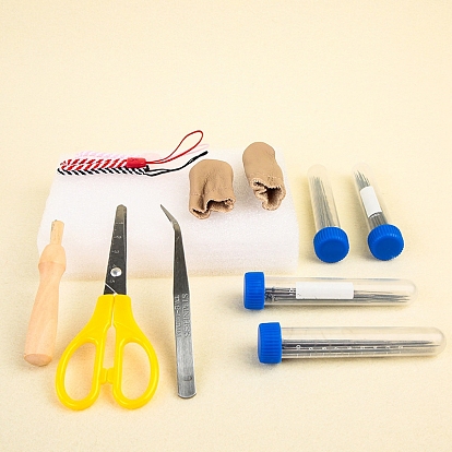 Needle Felting Kit, including Tiger Pattern Bag, Scissor, Tweezers, Wool, Craft Eye, Needle