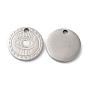 316L Surgical Stainless Steel Charms, Flat Round with Eye Charm, Textured