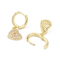 Heart Rack Plating Brass Cubic Zirconia Hoop Earrings, Long-Lasting Plated Dangle Earrings for Women, Lead Free & Cadmium Free