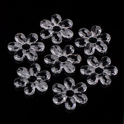 Liens acrylique transparent, perles, fleur