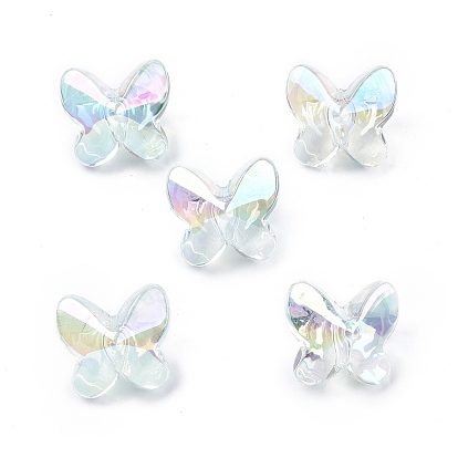 Placage uv perles acryliques irisées arc-en-ciel, papillon