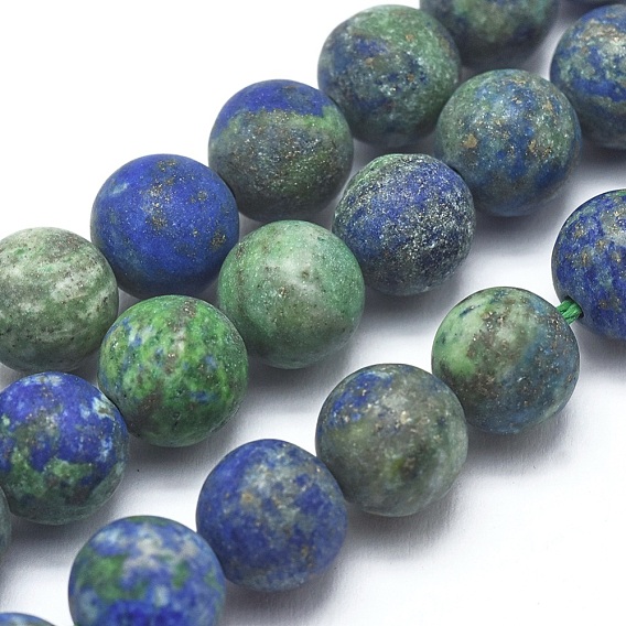 Natural Chrysocolla and Lapis Lazuli Beads Strands, Dyed, Frosted, Round