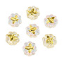 Galvanoplastie perles de verre transparentes, couleur ab , avec les accessoires en laiton plaqués or, fleur avec abeilles