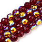 Transparentes perles de verre de galvanoplastie brins, facette, demi couleur ab plaqué, ronde