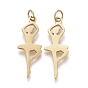 Ion Plating(IP) 304 Stainless Steel Pendants, with Jump Ring, Laser Cut, Ballet Dancer