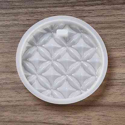Moules en silicone pendentif motif fleur en relief diy, moules de résine, pour la résine UV, fabrication de bijoux en résine époxy, rond/coeur/ovale/hexagone/rectangle