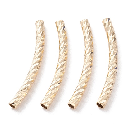 Perlas de tubo de latón, larga duración plateado, cuentas curvas, tubo