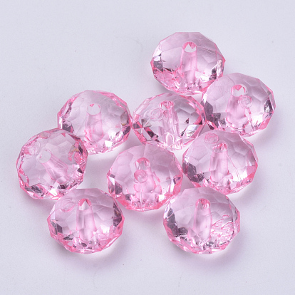 Perles acryliques transparentes, facette, rondelle