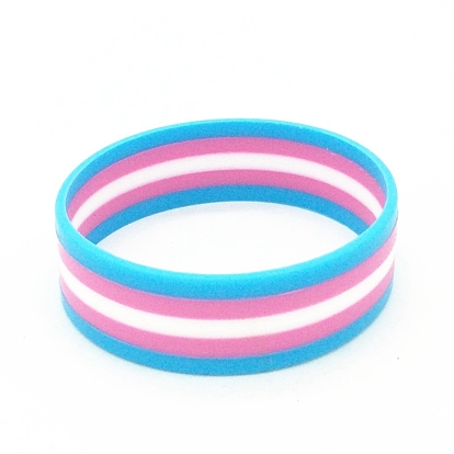 Silicone Cord Bracelets, Rainbow Pride Flag Wristband