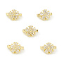 Rack Plating Brass Pave Cubic Zirconia Slide Charms, Cadmium Free & Lead Free, Long-Lasting Plated, Flower