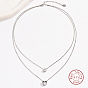 925 двухслойные ожерелья из стерлингового серебра, с подвесками-сердечками из кубического циркония, с печатью s925
