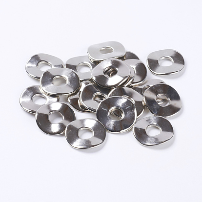 CCB Plastic Beads, Flat Round, Nickel Color