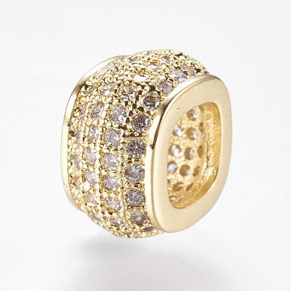 Brass Micro Pave Cubic Zirconia Beads, Square